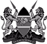 Logo Harambee với khiên, chim, hai sư tử và biểu ngữ Harambee.