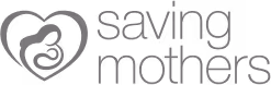 Logo Saving Mothers với biểu tượng mẹ và bé trong hình trái tim.